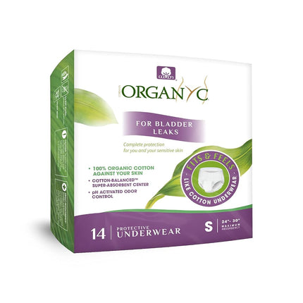 Organyc Bladder Control Underwear for Women - Organic Cotton Protective Underwear for Incontinence, Leak Protection, Odor Protection and Sensitive Skin, Small, 14 Count