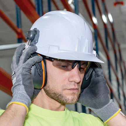 KLEIN TOOLS 60532 Earmuffs, Cap and Safety Helmet Hard Hat Attachment, 26dB Noise Protection, Construction, Manufacturing, Maintenance