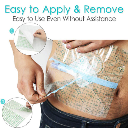 Hola Health Shower Protector [Pack of 14], 12" x 14" Dialysis Catheter Shower Cover Shower Shields PD PICC Line Water Barrier, Waterproof Wound Bandage Protector Disposable Transparent