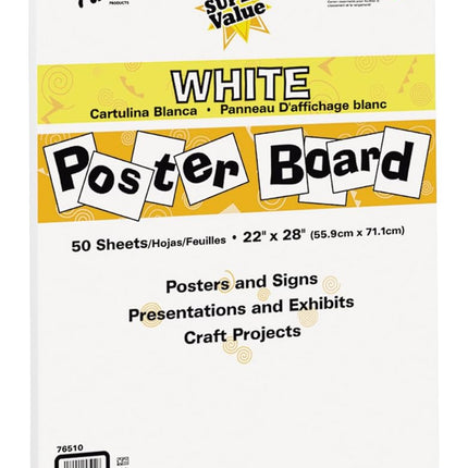 Pacon 76510 76510 Super Value Poster Board, 22"X28", White, 50 Sheets