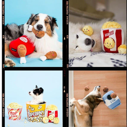 ZippyPaws - Holiday Burrow, Interactive Squeaky Hide and Seek Plush Dog Toy - Hot Cocoa and Marshmallows