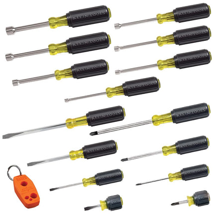 Klein Tools 80021 Tool Set, Screwdriver and Nut Driver Tool Kit with Assorted Tips, Magnetizer/De-Magnetizer, 16-Piece, Home Improvement