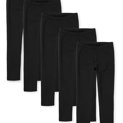 The Children's Place Leggings de Niña, Paquete de 5 Negros, M (7/8)