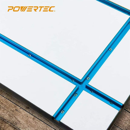 POWERTEC 71118-P3, 6 Pack, 24 Inch Double-Cut Profile Universal T-Track with Predrilled Mounting Holes, Aluminum T Track for Woodworking Jigs and Fixtures, Drill Press Table, Router Table, Workbench