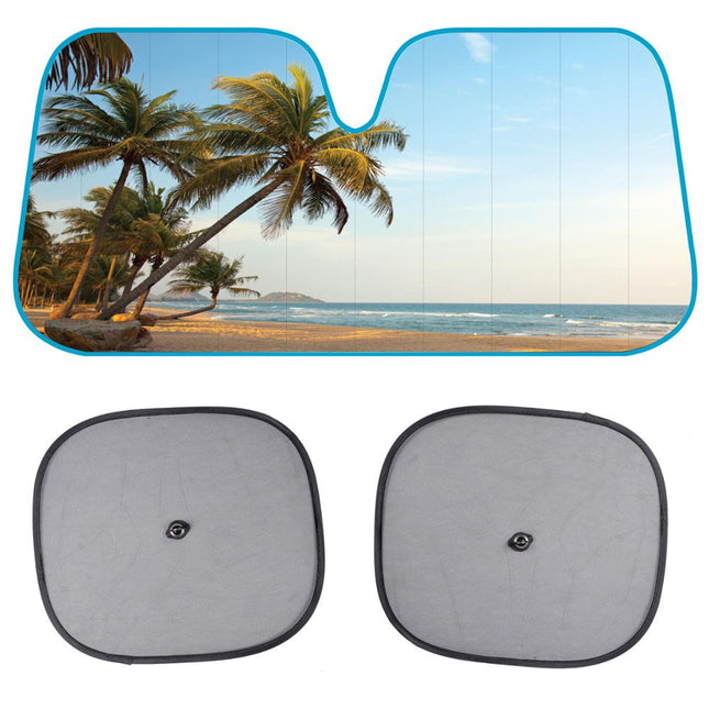 BDK AS601 Palm Tree Beach Windshield Sun Shade for