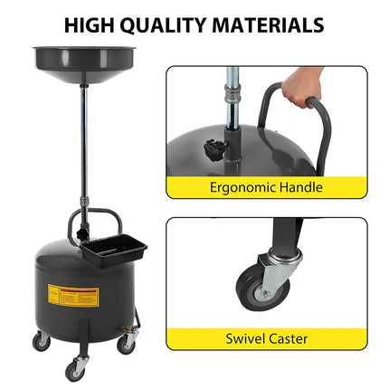 Tanque de drenaje de aceite usado GarveeTech de 8 galones, tanque de cambio de aceite con drenador operado por aire, recipiente de drenaje de aceite con altura de embudo ajustable, para facilitar la extracción de aceite (negro, 8 galones)