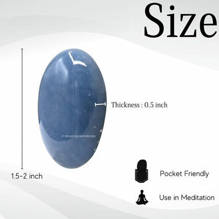 Amazing Gemstone Angelite Celestite Crystals and Healing Stones - Large Palm Stone Crystals Piedra - Crystal for Good Luck, Positive Energy, Meditation - Unique Stocking Stuffers Gifts for Women
