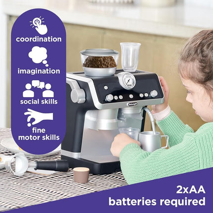 Casdon De'Longhi Toys. Barista Coffee Machine. Toy Kitchen Playset for Kids with Moving Parts, Realistic Sounds and Magic Coffee Reveal. for Children Aged 3+