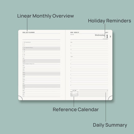 POPRUN 2026-2027 Daily Planner One Page Per Day, 5.75" x 8.5" Day Planner