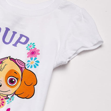 Nickelodeon Little Girls' Toddler Paw Patrol Pup Power Short-Sleeved Puff T-Shirt, White, 2T