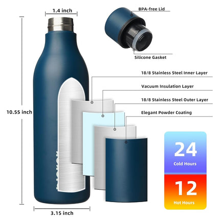 BJPKPK 25oz Insulated Water Bottle, Stainless Steel Bottle with Carry Strap