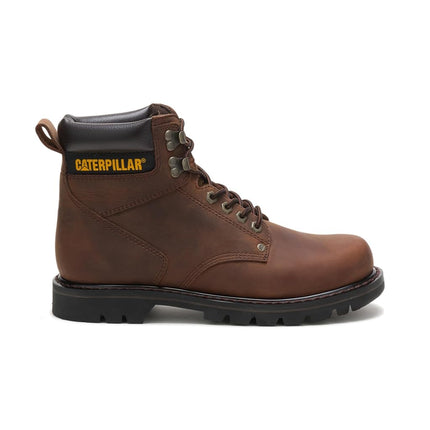 Bottes de travail Caterpillar Second Shift pour homme, marron foncé, 6 W US