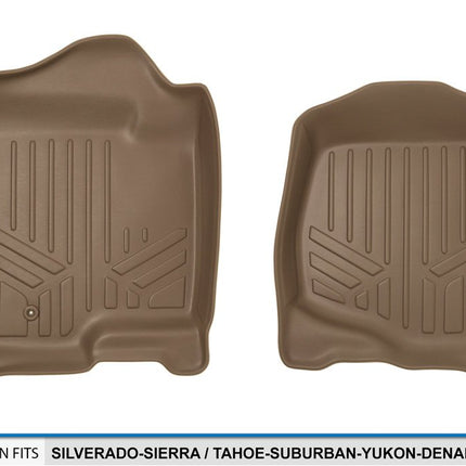 Tapis de sol SMARTLINER, rangée avant, couleur sable, pour Silverado/Sierra 2007-2013 - Tahoe-Suburban-Yukon-Yukon XL-Escalade 2007-2014