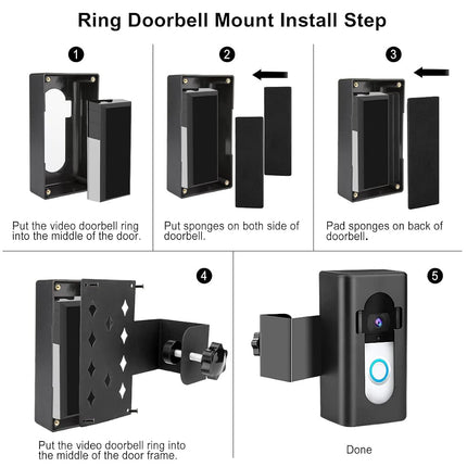 Ring Doorbell Mount, No-Drill Fit for Most Video Doorbell, Apartment Door Holder for Ring Doorbell 1/2/3/3 Plus/4/Pro/2021