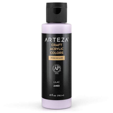 Arteza Craft Acrylic Paint, A402 Lilac, 4fl oz (118 ml) Bottles, Water-Based, Blendable, Matte Acrylic Paints for Art & DIY Outdoor Projects on Glass, Wood, Ceramics, Fabrics, Paper & Canvas