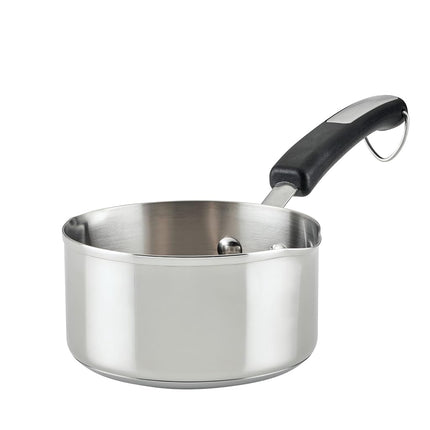 Farberware Brilliance Casserole en acier inoxydable avec becs verseurs latéraux pour verser facilement, compatible lave-vaisselle et induction, 0,9 litre, acier inoxydable