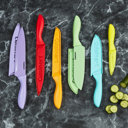 CUISINART 12-Piece Ceramic Coated Color Knife Set with Blade Guards, Multicolored