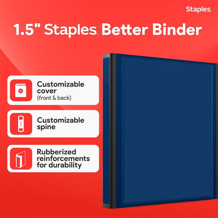 Staples Better 1.5-Inch 3-Ring View Binder, Blue (13400)
