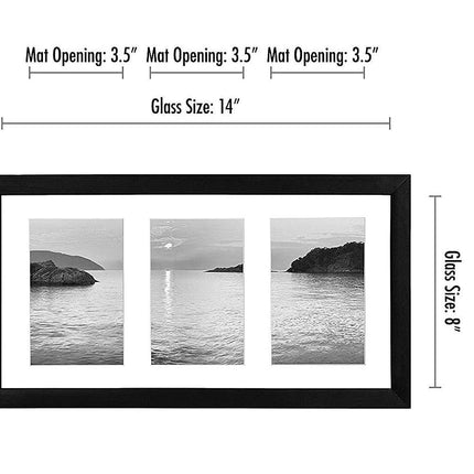 Americanflat 6x4 Collage Photo Frame with Shatter-Resistant Glass - Signature Collection - Fits Three 4x6 Photos or Use as One 8x16 Picture Frame for Tabletop and Wall - Black