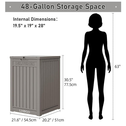 48 Gallon Package Delivery Box for Porch, Storage Box with Lockable Secure, Large Double-Wall Resin Outdoor Package Delivery and Waterproof Deck Box