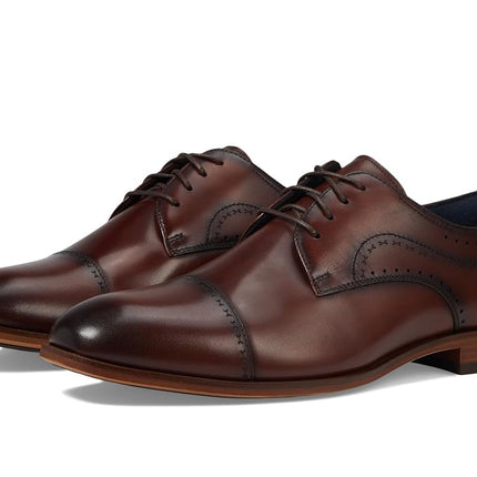STACY ADAMS Zapatos Oxford con cordones de punta, para hombre Bryant Cap Toe, marrones, 8 anchos