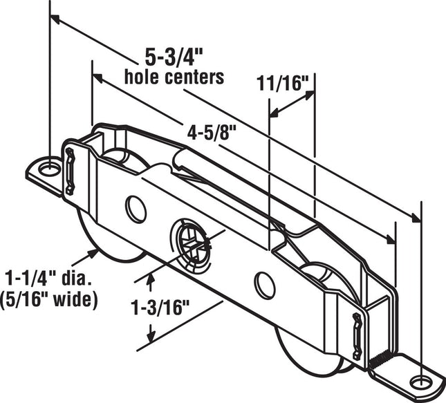 Prime-Line Products D 1780 Sliding Door Tandem Roller Assembly, 1-1/4-Inch Ball Bearing, Stainless