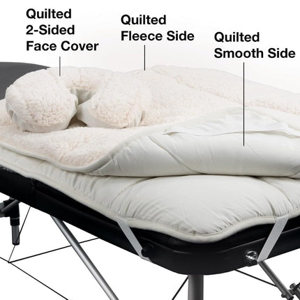 ForPro Premium Quilted Fleece Table Pad Set, Natural, Extra Soft, Hypoallergenic, for Massage Tables, Includes Massage Table Pad and Face Rest Cover