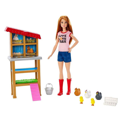Barbie FXP15 Chicken Farmer Doll, Red Hair and Playset with Henhouse, Chickens and More Multicoloured FXP15