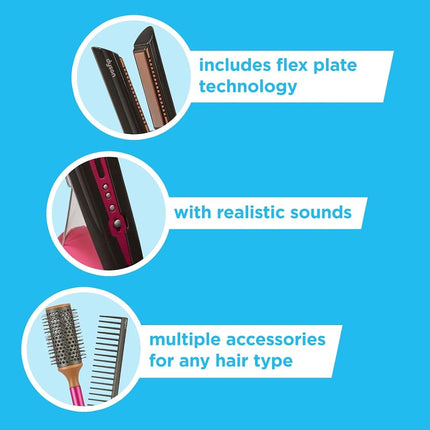 Casdon Dyson Corrale Styling Set | Safe Toy Straighteners for Children Aged 3 Years & Up | Features Realistic Lights & Sounds!