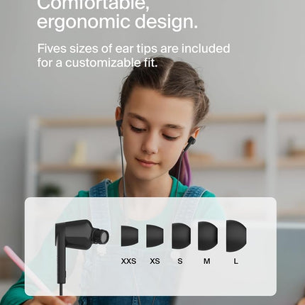 Belkin SoundForm Wired Earbuds with USB-C Connector, Black - In-Ear Earphones with Microphone - Headphones for iPhone 16, iPad Mini, Galaxy S24, Android, and More with USB-C Connector