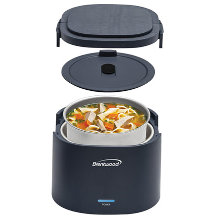 Brentwood 110V 50W 0.6L Portable Leakproof Electric Lunch Box Food Warmer (Blue)