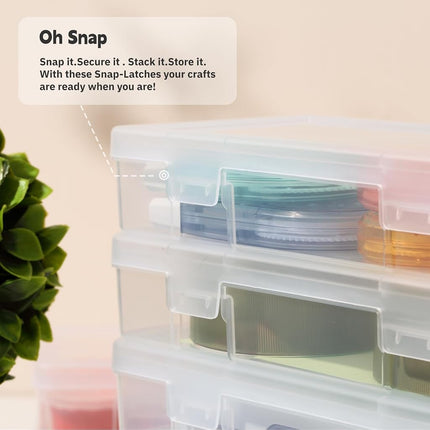 novelinks Plastic Clear Storage Containers for Organizing, Craft Storage Organizers and Stackable Storage Bins with Lids for Pencil Box, Bead, Cookie Cutter, Board Game (6 Pack Large)