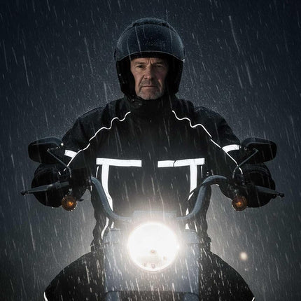 Milwaukee Leather MPM9510 Men's Black Water-Resistant Motorcycle Rain Suit with Hi Vis Reflective Tape - Medium