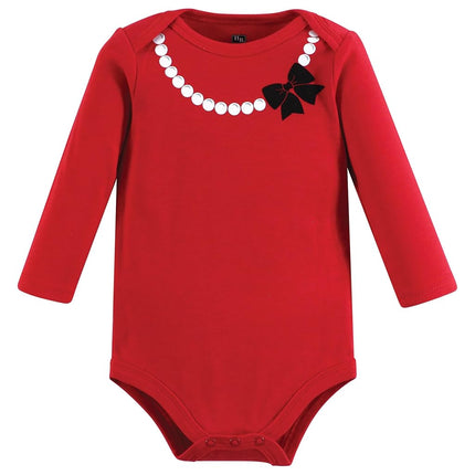 Hudson Baby Unisex Baby Cotton Long-Sleeve Bodysuits, Red Rose Leopard, Red Rose Leopard, 12-18 Months