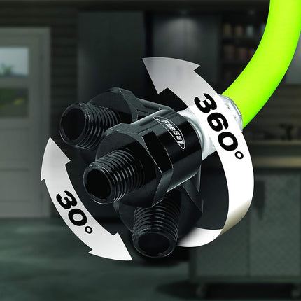 Flexzilla HFZ1405YW2B Whip Air Hose 5 Feet | 1/4” Hose I.D. & 1/2" Fittings | Extreme All Weather Flexibility | Heavy-Duty & Lightweight Construction