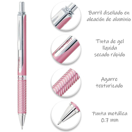 Pentel BL407-A line width, liquid gel-roller sterling with a pressure mechanism, 0.35 mm Pink
