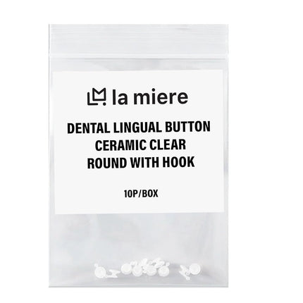 LA MIERE 10Pcs Dental Orthodontic Lingual Button Bondable Ceramic Clear Lingual Buttons with Hook