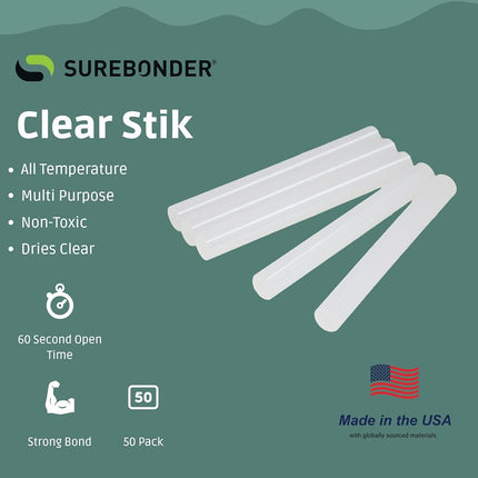 Surebonder DT-50 All-Temperature Glue Sticks, 10 Cm, 50 Piece, Clear
