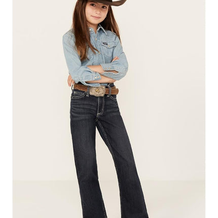 Wrangler Big Girls' Retro Stretch Boot Cut Jean, azul oscuro, 8 Slim