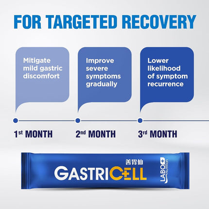 LABO Nutrition GASTRICELL - Eliminate H. Pylori, Relieve Acid Reflux and Heartburn, Regulate Gastric Acid - Targets The Root Cause of Recurring Gastric Problems -30 sachets