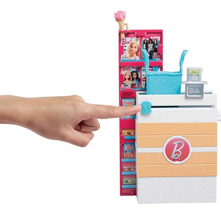 Barbie Doll, Blonde, and Grocery Store with Rolling Cart and Working Belt,FRP01