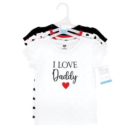 T-shirts bébé unisexe à manches courtes Hudson Baby, fille papa rouge noir, 3 ans