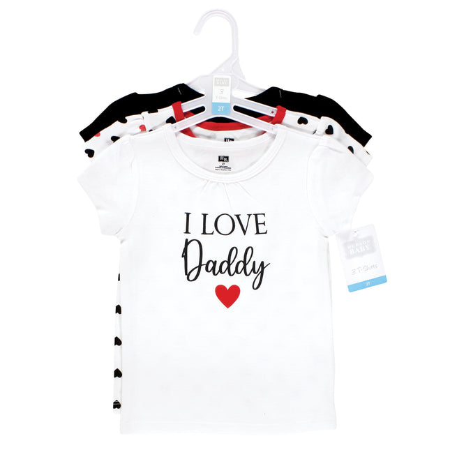 Hudson Baby Camisetas de manga corta unisex para bebé, diseño de niña Daddy, rojo y negro, 4 Toddler