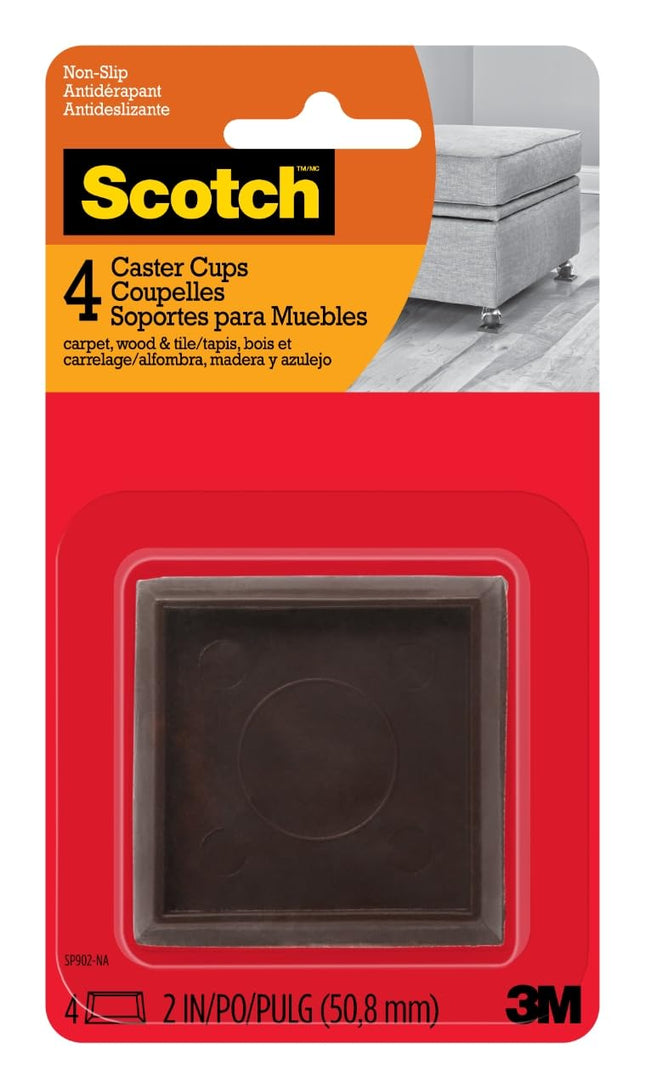Scotch SP902-NA Caster Cups, Hard Brown, 2-in, 4, 
