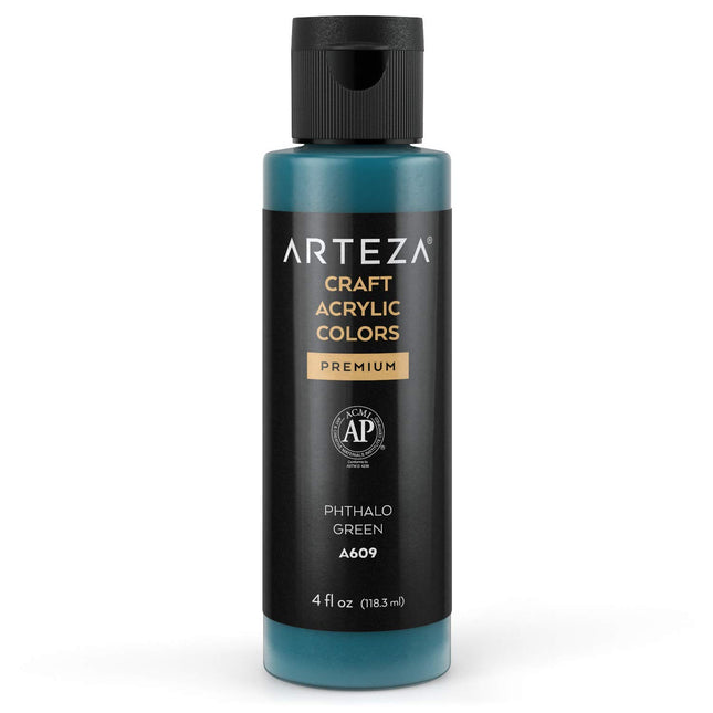 ARTEZA Craft Acrylic Paint, A609 Phthalo Green, 4f