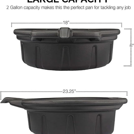 NEIKO 20762A Oil Drain Pan | Black Plastic Anti Splash | Motor Oil Drip Catcher Pan | 2 Gallon (8L) Capacity