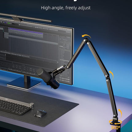 TODI Mic Arm, Microphone Arm Rotatable for Light Mics, Storable Desk Mic Stand for Bear 3LB with Mount Clamp, Mic Stand Boom Arm with Cable Channel with 3/8'' 5/8'' Thread for Podcast, Gaming
