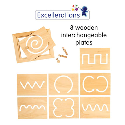 Excellerations Premium Kids Wooden Prewriting Skills Tracing Template 13 inches by 10 inches Multipack Set, Preschool, Homeschool, Kids, Educational, PreK, Ages 3, 4
