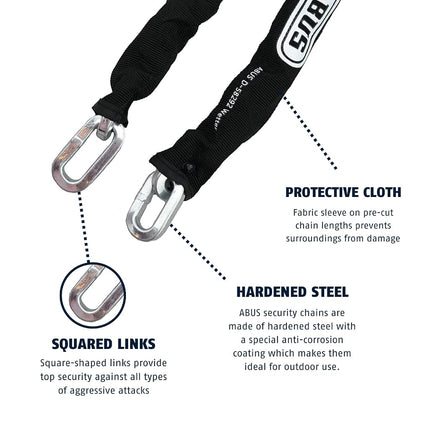 ABUS Hardened Steel 12KS 2 Foot 1/2" Thick Square Security Chain for Bikes, Containers, Trailers, ATV's, Motorcycles and Personal/Industrial Property