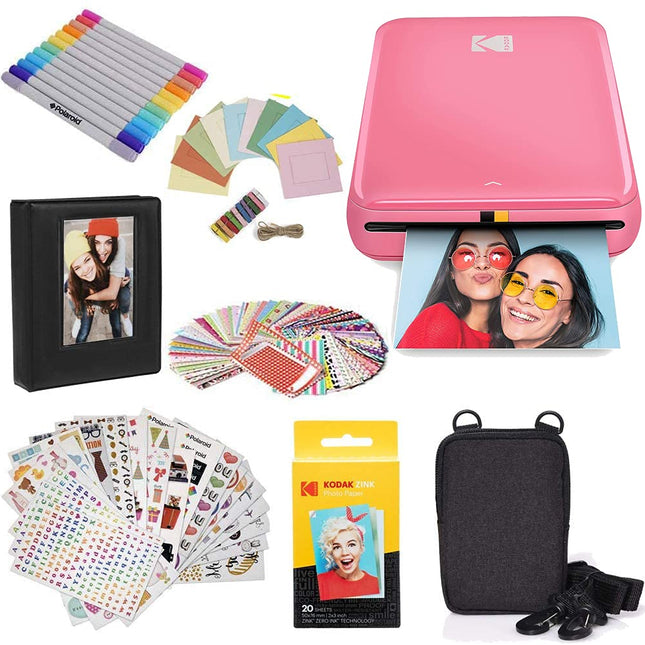 KODAK Step Instant Photo Printer With Bluetooth/NFC, ZINK Technology & KODAK App for iOS & Android (Pink) Gift Bundle